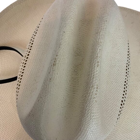Wrangler Straw Cowboy Hat Natural Vented Crown Size 6-7/8 Western Style - Picture 7 of 10